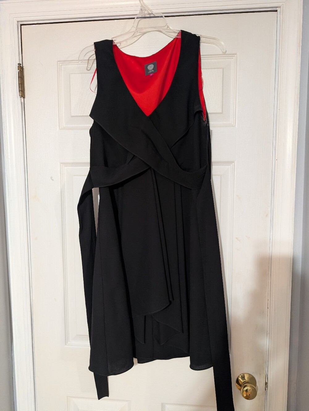Vince Camuto Black Midi Dress with Red Lining Detail
